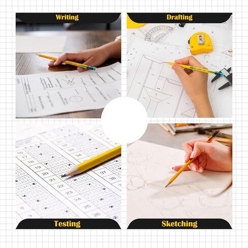 #2 HB Pencils, 50 Count Pre-Sharpened Yellow Wood Pencils Bulk Pack with Erasers, Break Resistant Lead, Smooth Writing for School, Classroom, Teacher & Office Supplies in Saudi Arabia