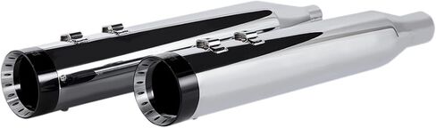 حذاء Khrome Werks 202770 Chrome مقاس 4.5 بوصة HP-Plus Slip-Ons مع أطراف توربينية سوداء لسيارة Harley Touring الأحدث لعام 2017 in Kuwait
