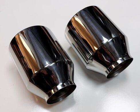 Pair 5" Exhaust Tips 3" Inlet Straight Cut | T304 Stainless Steel Weld-On Double Wall Muffler Tips | Fits Charger, Challenger, Mustang, Corvette (Polished Stainless Steel) in Saudi Arabia