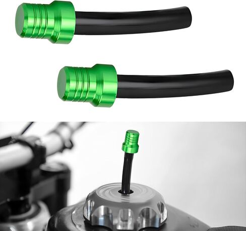 2 PCS Breather Hose Gas Fuel Tank Cap, Two Way Motorcycle Fuel Tank Valve Vent Tube with Aluminum Cap, Universal Breathing Valve Hose for ATV Dirt Pit Bike Motorcycle (Black) in Saudi Arabia