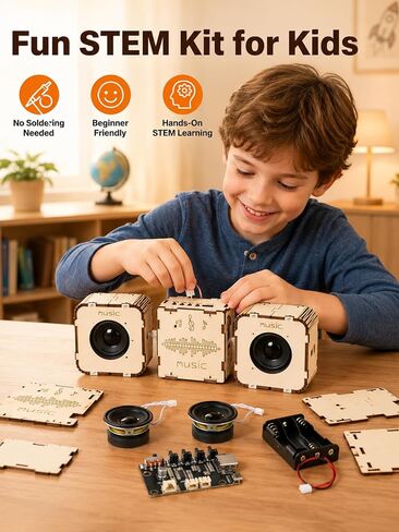 STEM Toys for Ages 8-14, DIY Bluetooth Speaker Kit for Kids 8-12 Science Kits for Kids Age 8-12, Build Your Own Speaker Educational Electronics Experiment Kit, Gifts for Boys Girls Teens in Saudi Arabia