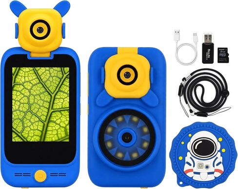 Kids Smart Microscope Phone for Age 3-10 Year Old Girls Boys, 1000X 2.8'' Touchscreen Rotating Camera Learning Play Toys Christmas Birthday Gifts for Children Students with Music Game, 2 GB Card in Saudi Arabia