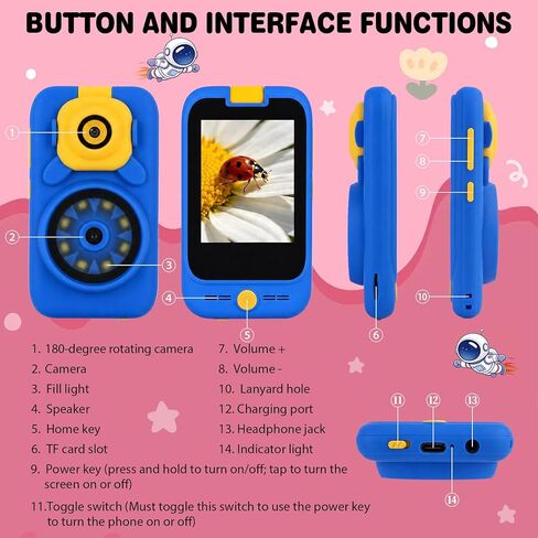Kids Smart Microscope Phone for Age 3-10 Year Old Girls Boys, 1000X 2.8'' Touchscreen Rotating Camera Learning Play Toys Christmas Birthday Gifts for Children Students with Music Game, 2 GB Card in Saudi Arabia