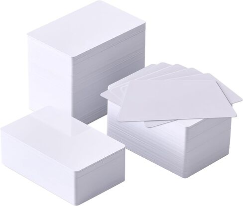 OMTech 200 حزمة من بطاقات PVC الفارغة، CR80 حجم بطاقة الائتمان 30 مل بطاقات بلاستيكية بيضاء لطابعات شارات هوية الصور، بطاقات هوية قابلة للطباعة على الوجهين لبطاقات هدايا موظفي العضوية in Kuwait