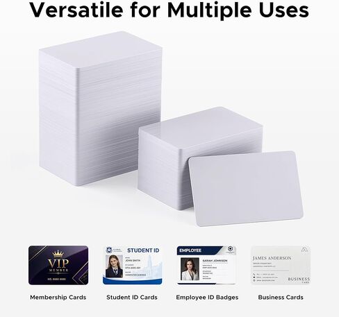 OMTech 200 حزمة من بطاقات PVC الفارغة، CR80 حجم بطاقة الائتمان 30 مل بطاقات بلاستيكية بيضاء لطابعات شارات هوية الصور، بطاقات هوية قابلة للطباعة على الوجهين لبطاقات هدايا موظفي العضوية in Kuwait