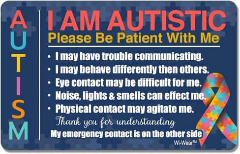Custom Autism Alert ID Card, Personalized Emergency Contact Pocket Card for Autistic Children, Blue, Standard Size, 2 Pack in Saudi Arabia