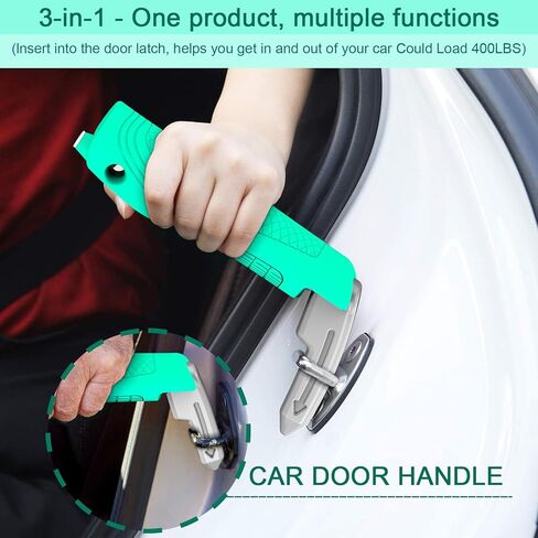 Multifunction Car Handle Assist for Elderly, Seniors, Handicapped - 3-in-1 Automotive Door Assist Handle with Emergency Window Breaker & Safety Whistle, Mobility Aid Car Door Helper (Mint Green) in Saudi Arabia