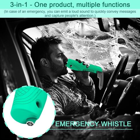 Multifunction Car Handle Assist for Elderly, Seniors, Handicapped - 3-in-1 Automotive Door Assist Handle with Emergency Window Breaker & Safety Whistle, Mobility Aid Car Door Helper (Mint Green) in Saudi Arabia