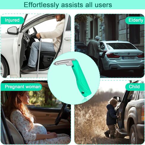 Multifunction Car Handle Assist for Elderly, Seniors, Handicapped - 3-in-1 Automotive Door Assist Handle with Emergency Window Breaker & Safety Whistle, Mobility Aid Car Door Helper (Mint Green) in Saudi Arabia