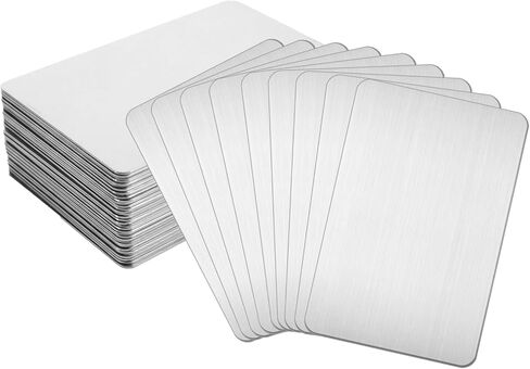30Pcs Metal Business Cards Engraving Blanks 304 Stainless Steel Laser Engraving Blanks 0.85mm Thickness Blank Business Cards for House Office Customer Diy Gifts Plate 3.4 X 2.1 Inch in Kuwait