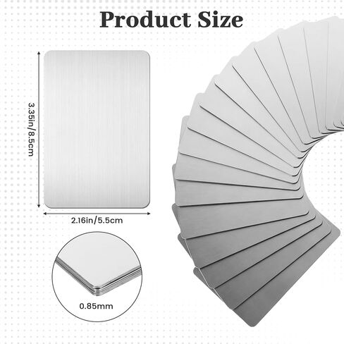 30Pcs Metal Business Cards Engraving Blanks 304 Stainless Steel Laser Engraving Blanks 0.85mm Thickness Blank Business Cards for House Office Customer Diy Gifts Plate 3.4 X 2.1 Inch in Kuwait