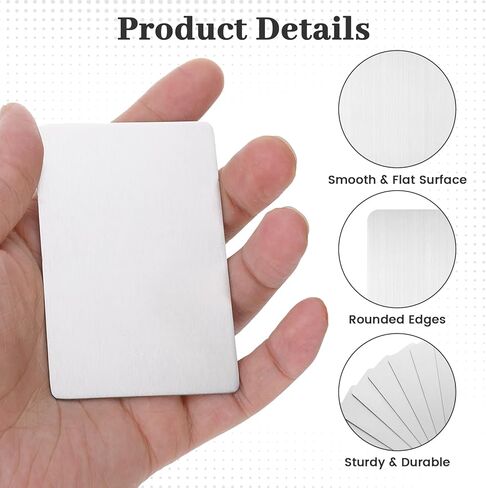 30Pcs Metal Business Cards Engraving Blanks 304 Stainless Steel Laser Engraving Blanks 0.85mm Thickness Blank Business Cards for House Office Customer Diy Gifts Plate 3.4 X 2.1 Inch in Kuwait