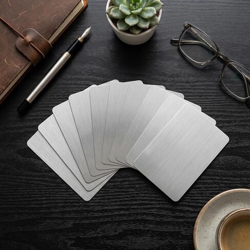 30Pcs Metal Business Cards Engraving Blanks 304 Stainless Steel Laser Engraving Blanks 0.85mm Thickness Blank Business Cards for House Office Customer Diy Gifts Plate 3.4 X 2.1 Inch in Kuwait