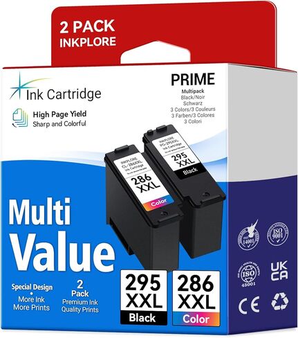 Ultra High Yield PG-295 XXL/CL-286 XXL Ink Cartridges Replacement for Canon 295 296 295XL 296XL Compatible for Pixma TR7120 TS6520 TS4320 Printer, 1500 Page Yield in Saudi Arabia