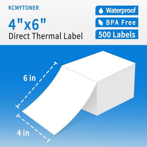 1000 4 x 6 Direct Thermal Labels 500/Stack, White Fanfold Perforated Strong Adhesive Shipping Labels Compatible for Most Thermal Printers, 2 Stack in Kuwait