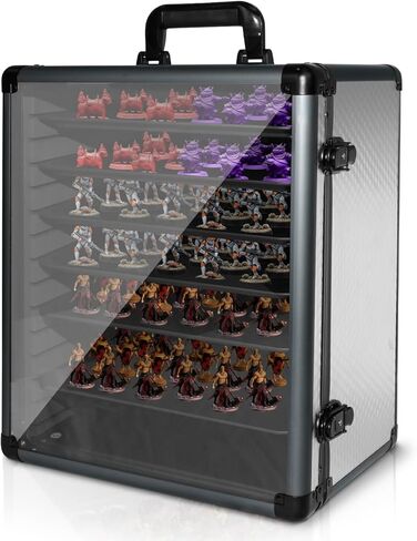 ORKELS Large Aluminum Miniatures Storage Case with 6 Metal Tray, Clear Display Transport Case with Lock, Aluminum Alloy Frame Organizer for Mini Action Figures, Collectibles in Saudi Arabia