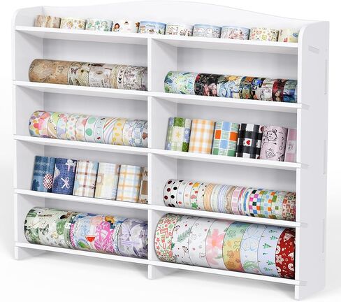 SANFURNEY Washi Tape Organizer - 5 Tiers Washi Tape Storage Wall-Mounted Washi Tape Holder Desk Accessories Display Caddy Decorative Masking Tapes Display Rack for Art Craft in Saudi Arabia
