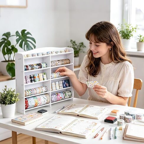 SANFURNEY Washi Tape Organizer - 5 Tiers Washi Tape Storage Wall-Mounted Washi Tape Holder Desk Accessories Display Caddy Decorative Masking Tapes Display Rack for Art Craft in Saudi Arabia