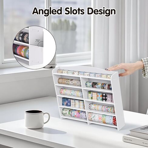 SANFURNEY Washi Tape Organizer - 5 Tiers Washi Tape Storage Wall-Mounted Washi Tape Holder Desk Accessories Display Caddy Decorative Masking Tapes Display Rack for Art Craft in Saudi Arabia