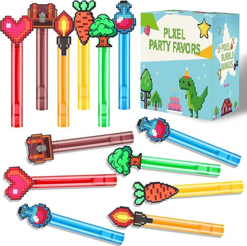 24Pcs Bubble Wands for Pixel Theme Party Favors Decorations Supplies, Goodie Bag Fillers Stuffers Exchanging Gifts Classroom Prizes in Kuwait