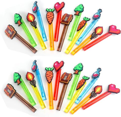 24Pcs Bubble Wands for Pixel Theme Party Favors Decorations Supplies, Goodie Bag Fillers Stuffers Exchanging Gifts Classroom Prizes in Kuwait