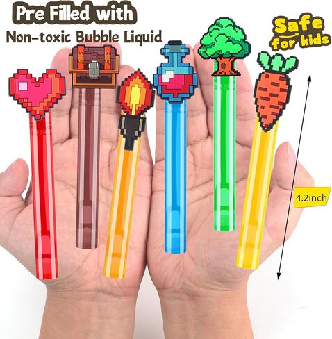24Pcs Bubble Wands for Pixel Theme Party Favors Decorations Supplies, Goodie Bag Fillers Stuffers Exchanging Gifts Classroom Prizes in Kuwait