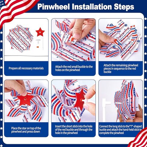 Thuodo 156 PCS 4th of July Accessories Patriotic Party Favors American Flags Glasses Slap Bracelets Pinwheels Tattoo Stickers Brooches Beards Necklaces for USA 250th Anniversary Independence Day in Saudi Arabia