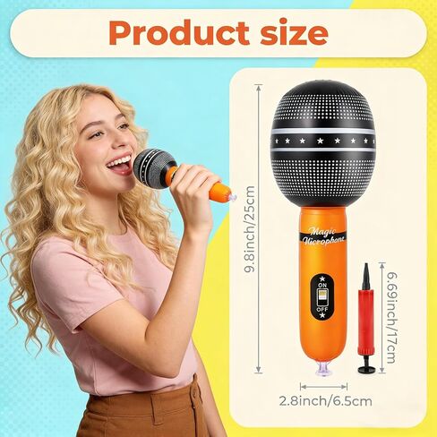 Inflatable Microphones for Parties (Pack of 30) 10-inch Neon Colors Blow Up Microphone for Adults, Party Favors, Giveaways, DJ-Props, Photo-Booth, Birthdays, Dance, Sing, Concert Decorations in Saudi Arabia