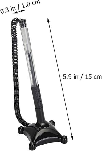 3pcs Black 0.5mm Counter Pens with Desk Stand Chain, Wear-resistant Business Sign Pens for Office, Bank, and Reception Signature Writing in Kuwait