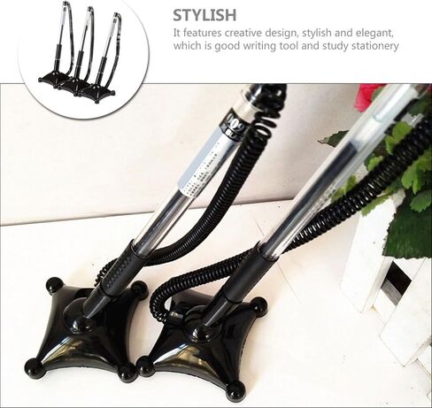 3pcs Black 0.5mm Counter Pens with Desk Stand Chain, Wear-resistant Business Sign Pens for Office, Bank, and Reception Signature Writing in Kuwait