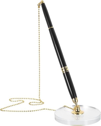 NUOBESTY Black Gold Desk Pen with Crystal Base Fixed Table Signature Pen for Office and Reception Counter for Business Use in Kuwait