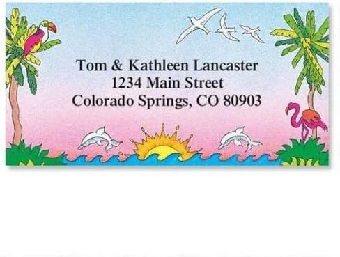 Sun 'N Surf Personalized Border Return Address labels- Set of 144 1-1/8" x 2-1/4" Self-Adhesive, Flat-Sheet labels, By Colorful Images in Kuwait