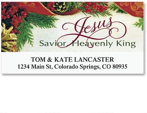 Bordered Christmas Religious Personalized Return Address Labels – Set of 144, Large, Self-Adhesive, Flat-Sheet Labels, by Colorful Images in Kuwait