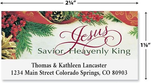 Bordered Christmas Religious Personalized Return Address Labels – Set of 144, Large, Self-Adhesive, Flat-Sheet Labels, by Colorful Images in Kuwait