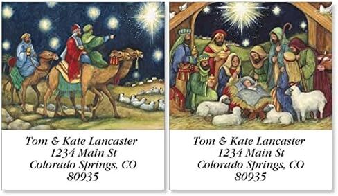 Bordered Christmas Religious Personalized Return Address Labels – Set of 144, Large, Self-Adhesive, Flat-Sheet Labels, by Colorful Images in Kuwait