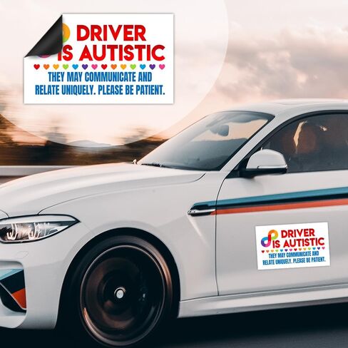 MAIANEY [7.5"x4.5"] Please be Patient Driver is Autistic Bumper Magnet Neurodiversity Infinity Sign Autism Magnetic Stickers for Car Autistic Driver Gifts Decorations Car Truck Automobile Vehicle in Kuwait