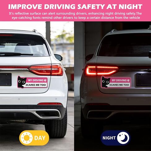 4 Pack Cute Cat Student Driver Magnet for Car, Reflective New Driver Warning Decals, Durable PVC Vehicle Accessories, Easy to Attach & Store for New & Student Drivers in Saudi Arabia