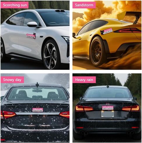 4 Pack Cute Cat Student Driver Magnet for Car, Reflective New Driver Warning Decals, Durable PVC Vehicle Accessories, Easy to Attach & Store for New & Student Drivers in Saudi Arabia