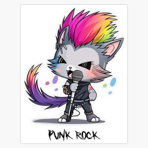 ملصق ممتص الصدمات مغناطيسي قابل للإزالة مقاس 5 بوصات من Punk Rock ملون كيتي | مغناطيس مركبة عالي التحمل in Kuwait