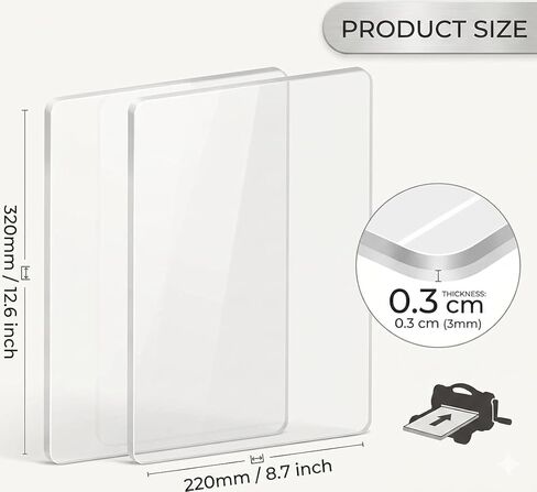 CraftGenes 2pcs 3mm Thickness Transparent Acrylic Cutting Pads, Replaceable Die Cutting Plates for 9 inch Opening Die Cutting and Embossing Machine (8.7'' x 12.6'') in Saudi Arabia