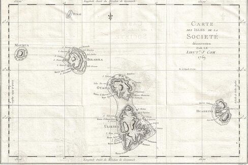 12"x18" Poster, 1769 Cook Map of the Society Islands - Gallery Print in Kuwait