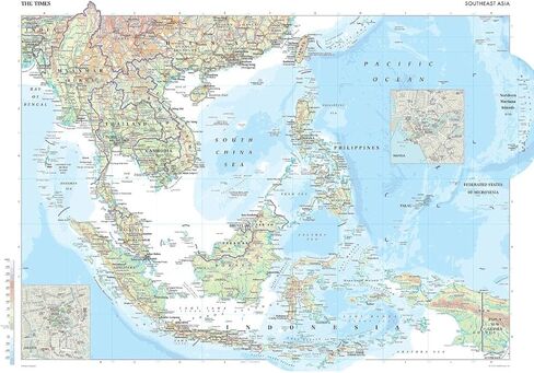 The Times Atlas: Asia (Southeast) - Compact - 22.25 x 16.25 inch Poster - Front Lamination in Kuwait