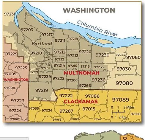 Oregon ZIP Code Map with Counties - Standard - 36" x 27.5" Laminated in Kuwait