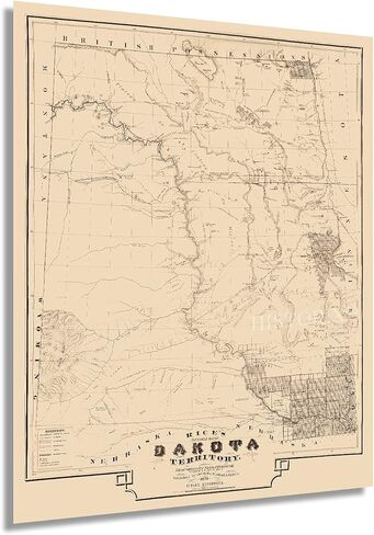 HISTORIX Vintage 1872 Dakota Territory Map - 24x30 Inch Vintage Map of South Dakota - Old North Dakota Map Poster - Historic Dakota Territory Wall Art - Sectional History Map of Dakota Territory in Saudi Arabia