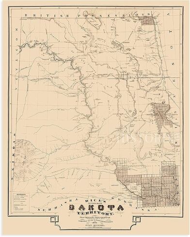 HISTORIX Vintage 1872 Dakota Territory Map - 24x30 Inch Vintage Map of South Dakota - Old North Dakota Map Poster - Historic Dakota Territory Wall Art - Sectional History Map of Dakota Territory in Saudi Arabia