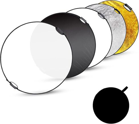24"x36"/60x90cm Light Reflector Photography with Handle Grip, 5-in-1 Collapsible Multi Disc Diffuser with Carrying Bag-Gold, Silver, Black, White, Translucent for Studio Outdoor Lighting in Saudi Arabia