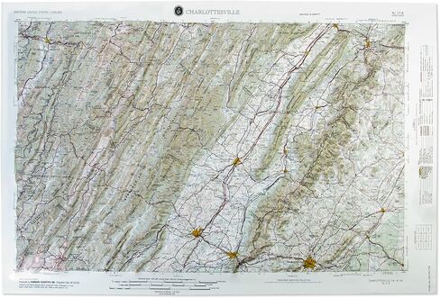 3D Charlottesville VA Regional Raised Relief Map | Topographic Wall Map | 31" x 20.5" | Blue Ridge & Shenandoah Terrain | Vacuum-Formed | Hubbard Scientific in Saudi Arabia