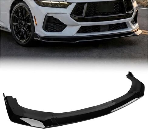 Front Bumper Lip Compatible with 2024 2025 2026 Ford Mustang GT EcoBoost W/O Performance Pack, Gloss Black ABS Air Splitter Chin Body Kit not for Dark Horse in Kuwait