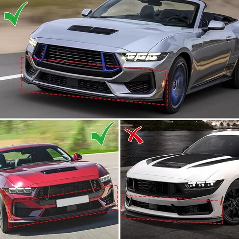 Front Bumper Lip Compatible with 2024 2025 2026 Ford Mustang GT EcoBoost W/O Performance Pack, Gloss Black ABS Air Splitter Chin Body Kit not for Dark Horse in Kuwait