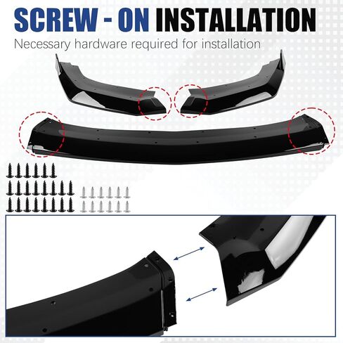 Front Bumper Lip Compatible with 2024 2025 2026 Ford Mustang GT EcoBoost W/O Performance Pack, Gloss Black ABS Air Splitter Chin Body Kit not for Dark Horse in Kuwait